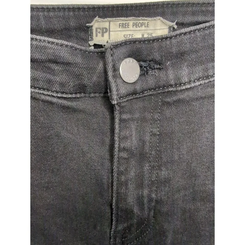Free people love forever cowgirl studded embellished gray denim flare jeans 25 - Picture 6 of 13